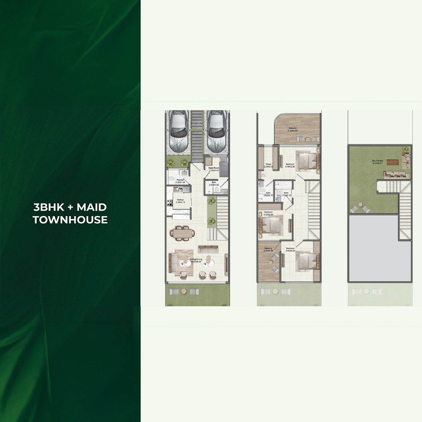 3 Bedroom Townhouse Floor Plan